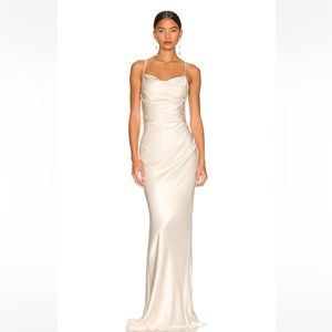 La Lune Lace Back Maxi Dress in Cream